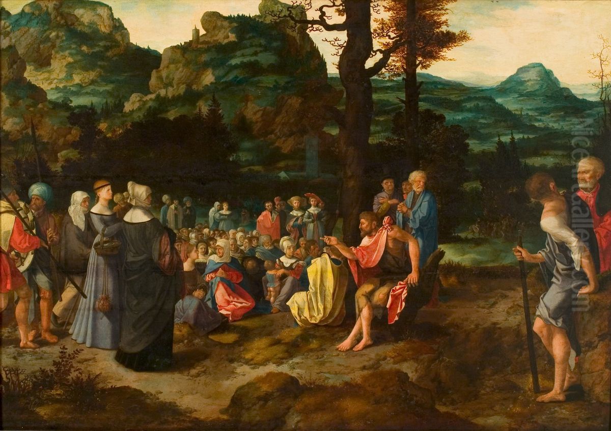 De prediking van Johannes de Doper Oil Painting by Jan Swart Van Groningen