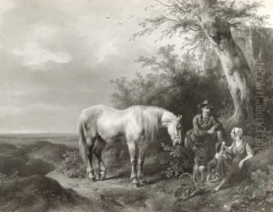 Landschap met schimmel en andere figuren