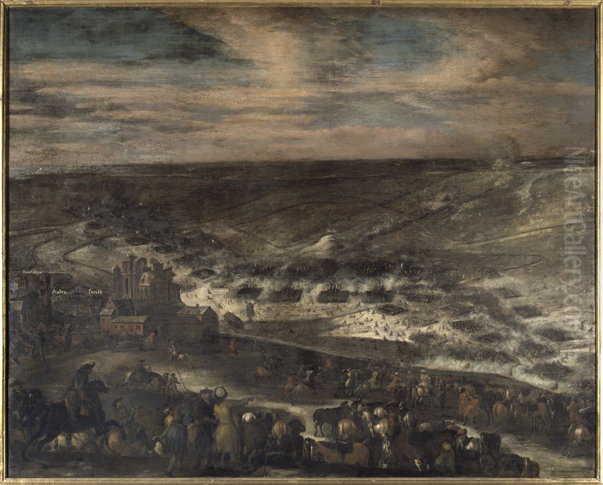 Slaget vid Lund. Andra drabbningen. Oil Painting by Johann Philipp Lemke