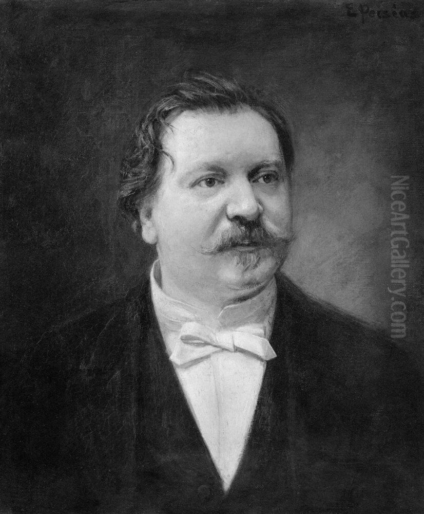 Portratt av skulptoren Frithiof Kjellberg, 1836-1885 Oil Painting by Edvard Perseus