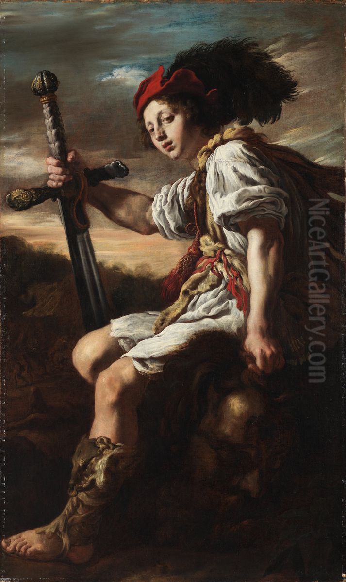 Davide con la testa di Golia Oil Painting by Domenico Fetti