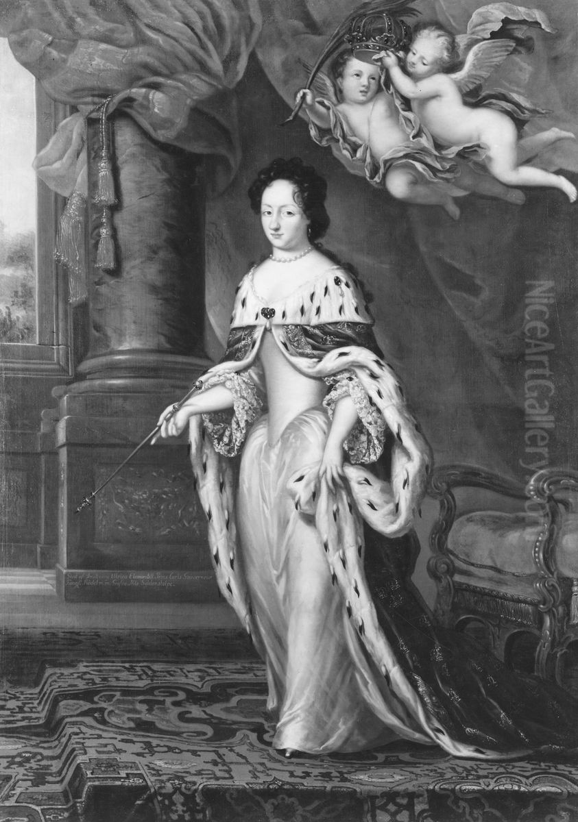 Ulrika Eleonora d.a., 1656-1693, prinsessa av Danmark, drottning av Sverige Oil Painting by David Klocker Ehrenstrahl