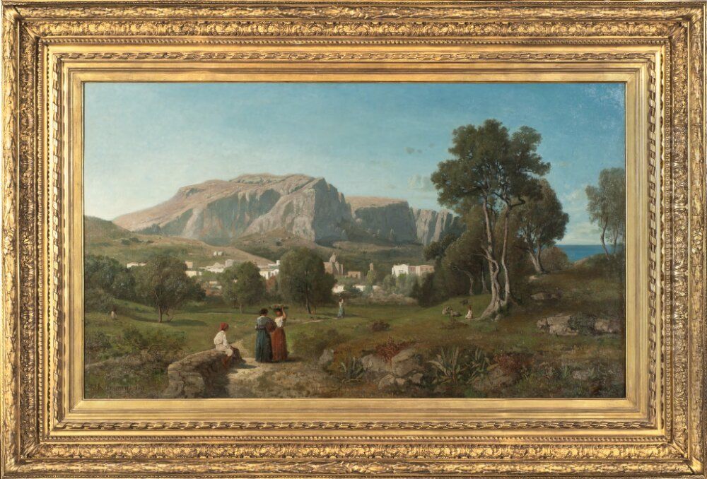 Vy mot Capri Oil Painting by Henri Harpignies