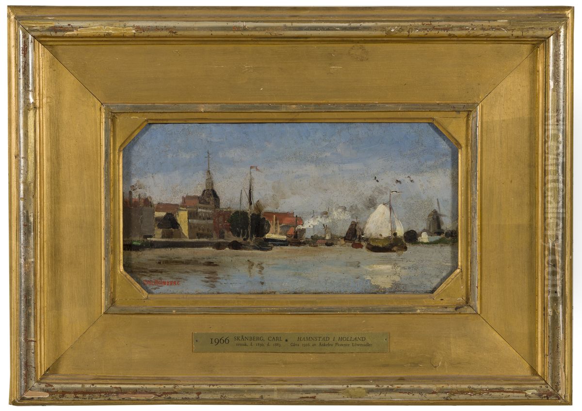 Hamnstad i Holland Oil Painting by Carl Skanberg