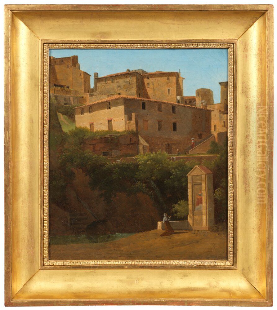 View Towards Cascata Vecchia, Tivoli Oil Painting by Jean-Victor Bertin