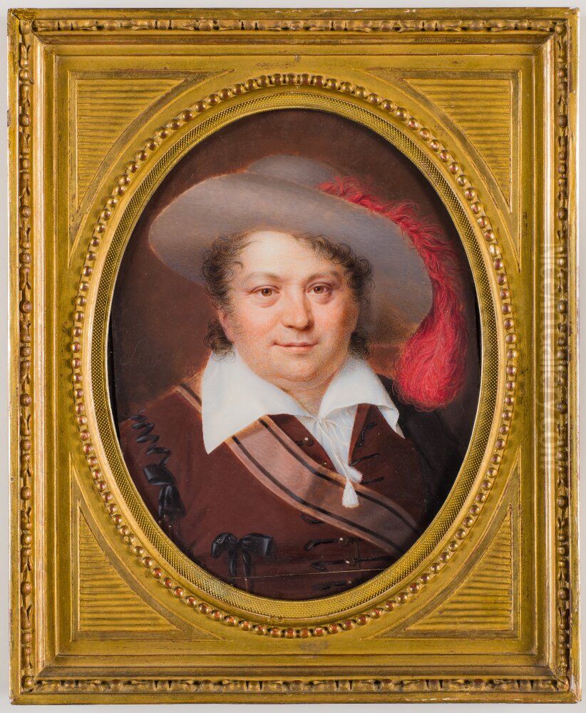 Portratt av Antoine Michaut, skadespelare vid franska nationalteatern Oil Painting by Jean-Baptiste Singry