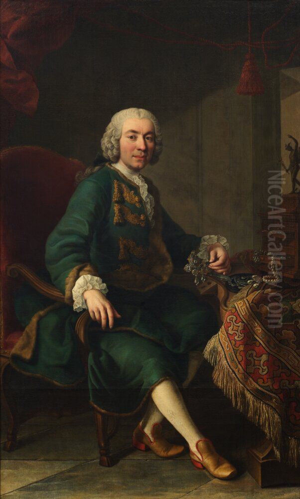 Johann Michael von Grosser, hovjuvelerare Oil Painting by Martin Van Meytens