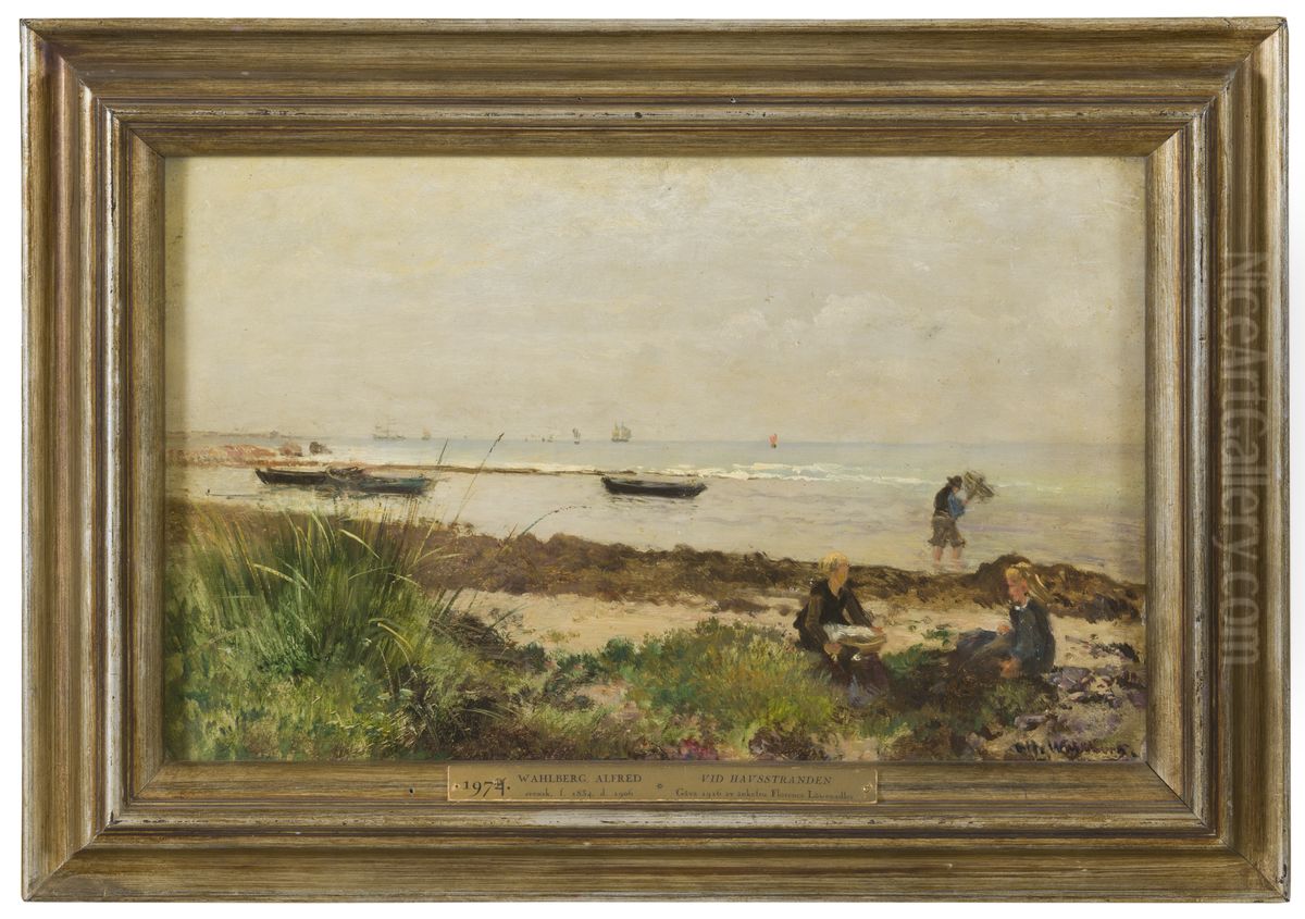 Vid havsstranden Oil Painting by Alfred Wahlberg