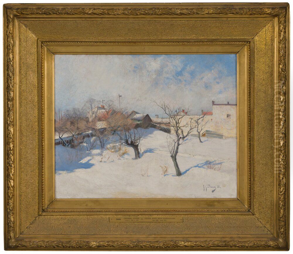 Vinter. Motiv fran Zinkensdamm Oil Painting by Anton Genberg
