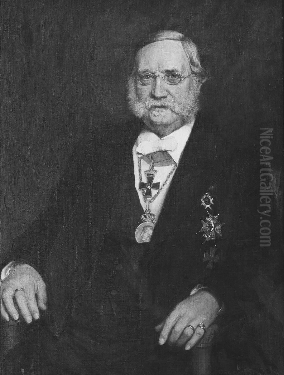 Axel Gabriel Svedelius (1836-1924), ingenjor, industriman, politiker, gift med Julia Mathilda Afzelius Oil Painting by Oscar Bjorck