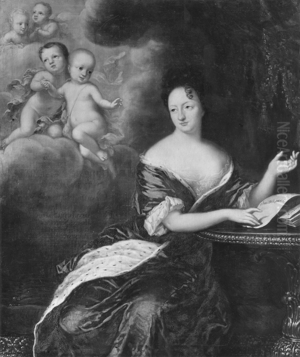 Ulrika Eleonora d.a. (1656-1693), prinsessa av Danmark, drottning av Sverige, med sina fyra doda soner Oil Painting by David Klocker Ehrenstrahl
