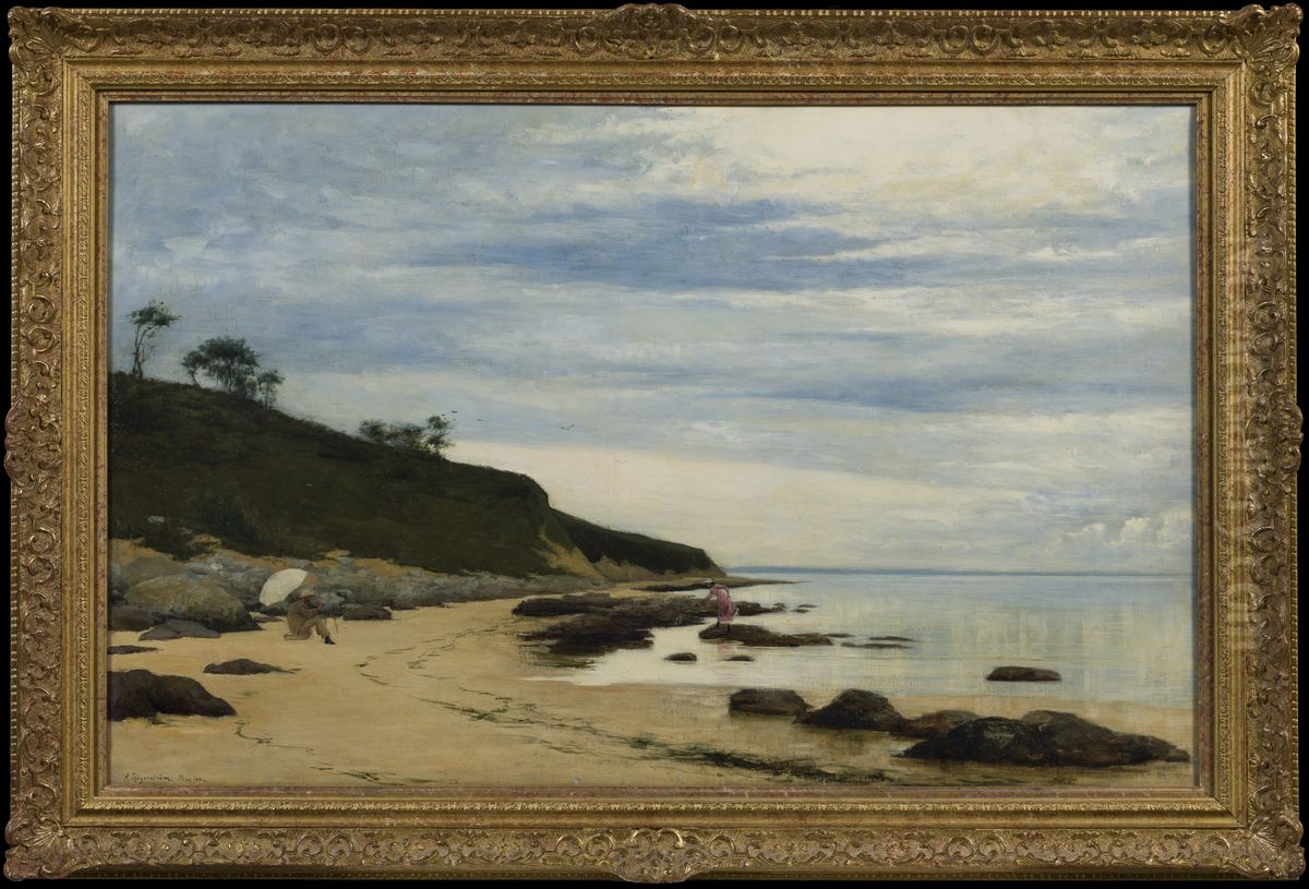 Plein Air-Painter at the Coast Oil Painting by Robert Thegerstrom