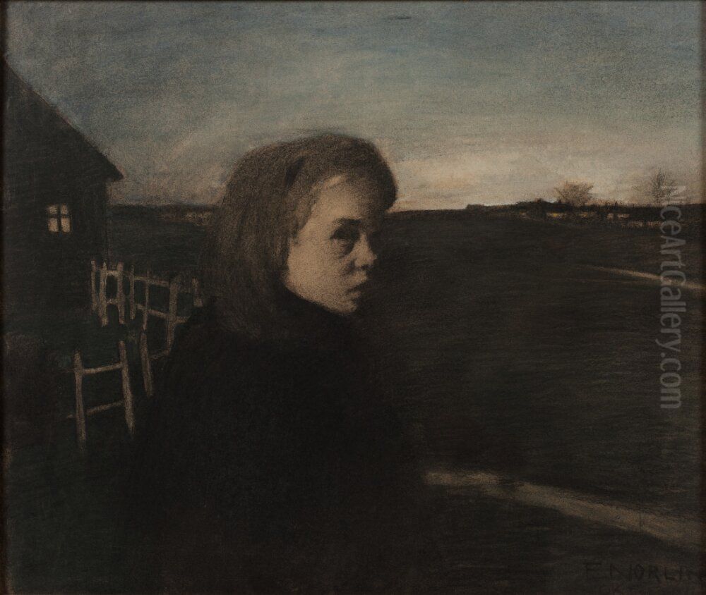 Saturday Night. Motif from the Skane Plain Oil Painting by Ernst Norlind