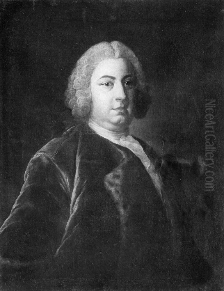 Axel Wrede Sparre af Sundby (1708-1772), greve, overstathallare, gift med Kristina Margareta Augusta Tornflycht Oil Painting by Olof Arenius