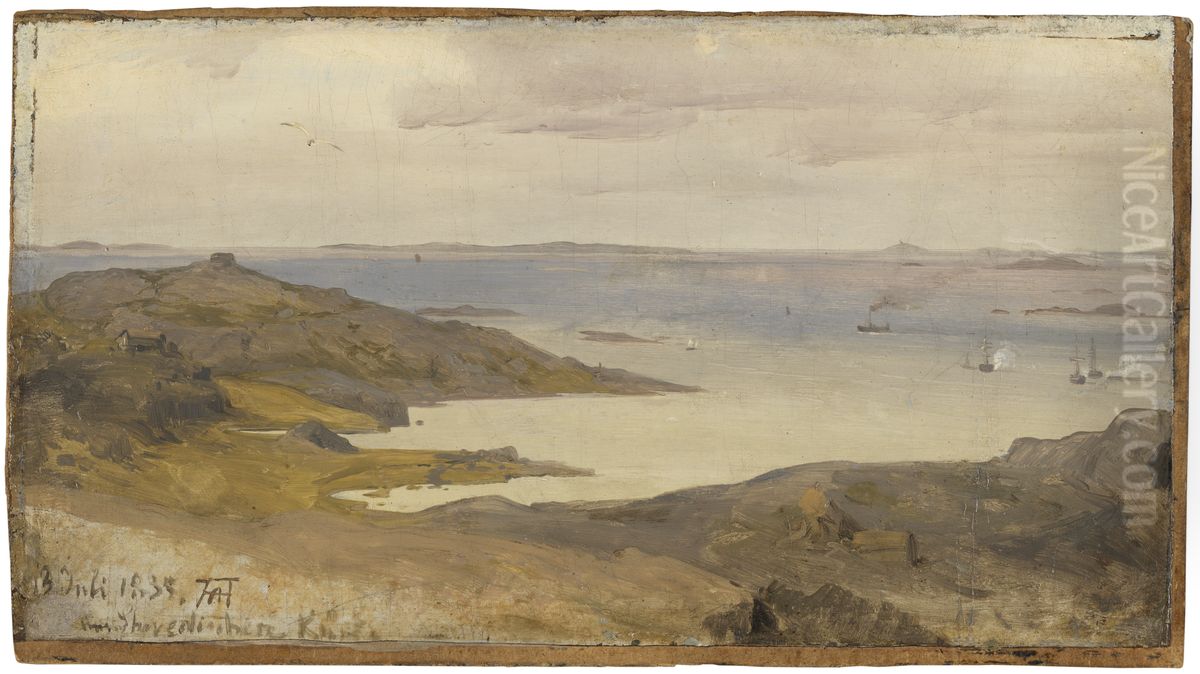 Motif from Bohuslan, Sweden. Study Oil Painting by Andreas Achenbach