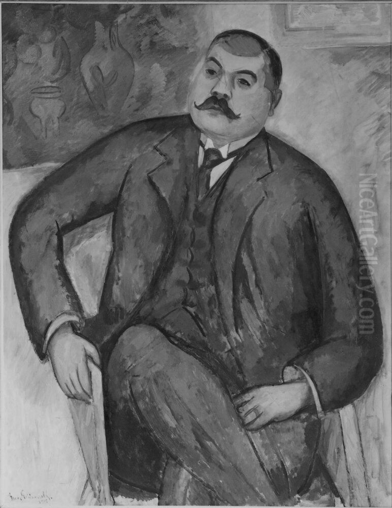 Axel Enstrom (1875-1948), head of division to the Swedish National Board of Trade, professor, married to Anna Lovisa Rahm Oil Painting by Isaac Grunewald
