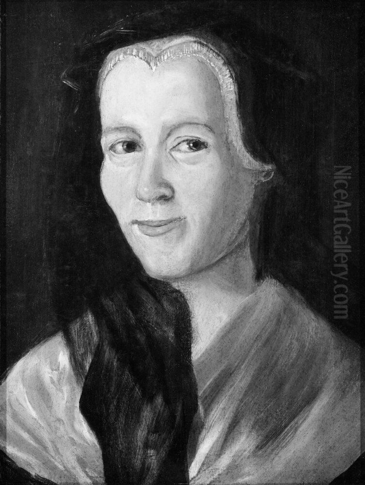 Maria Eriksdotter, fodd 1745, konstnarens hustru Oil Painting by Pehr Horberg