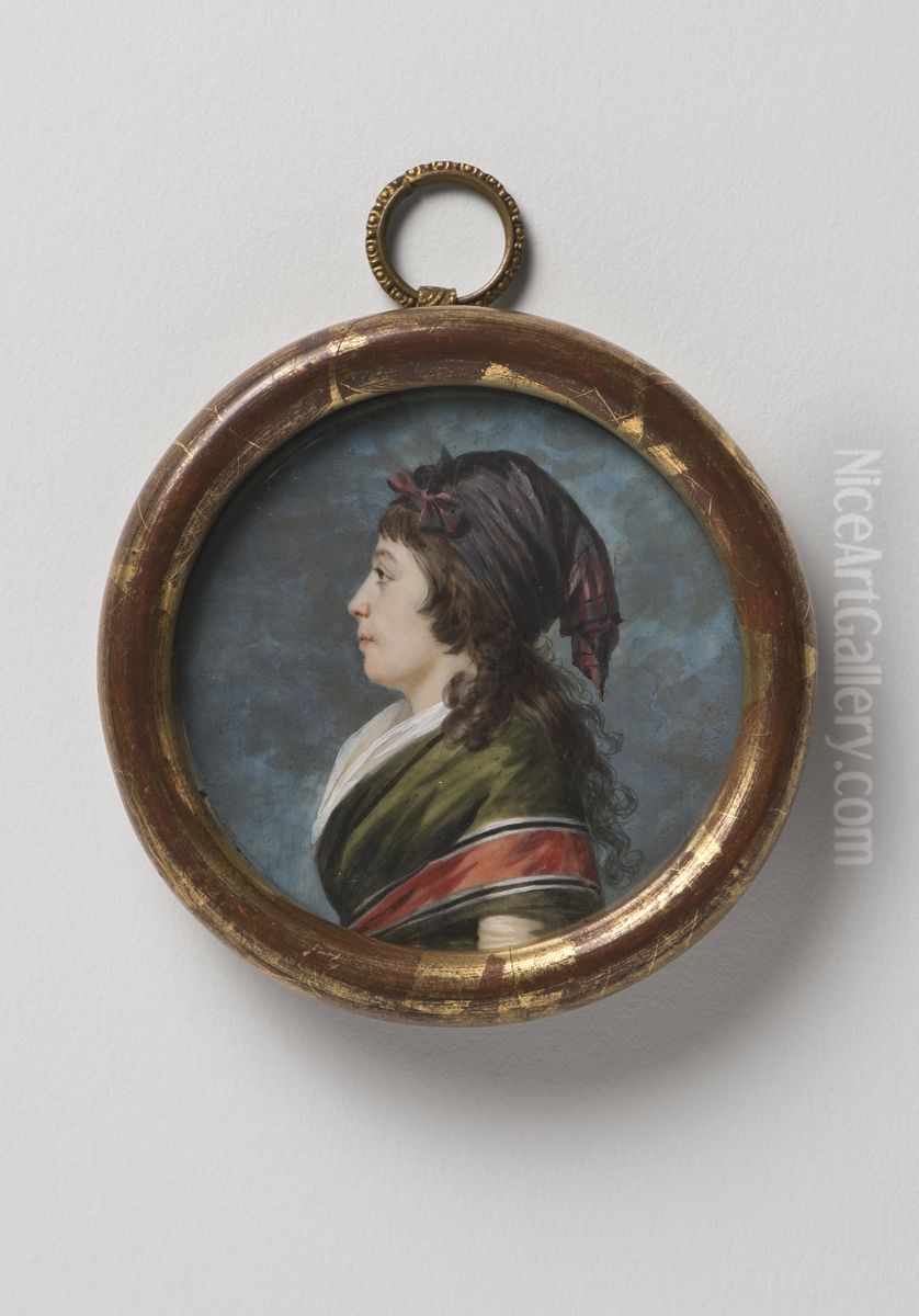 Agathe-Francoise Bonvallet, the artist's wife Oil Painting by Jacques-Antoine-Marie Lemoine