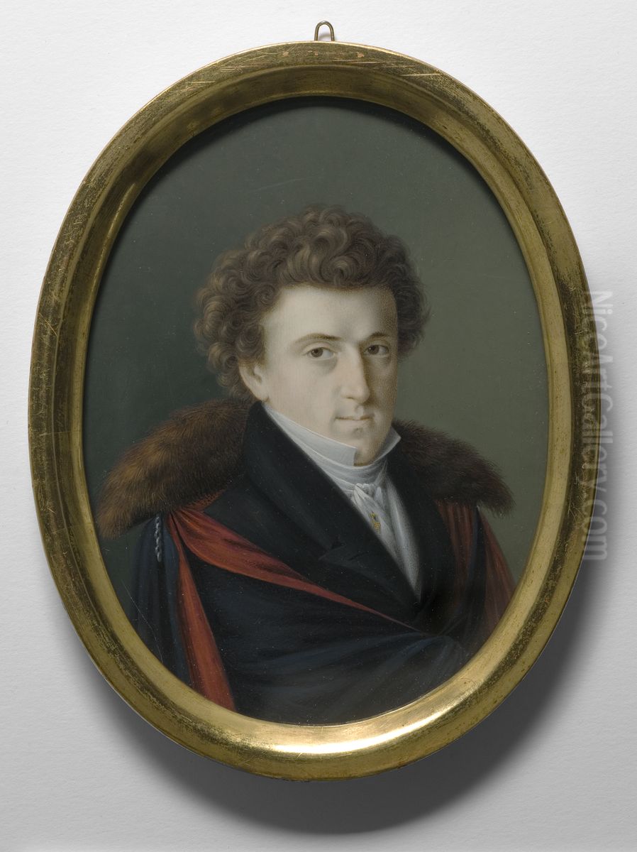 Carl Jonas Ludvig (Love) Almquist, 1793-1866 Oil Painting by Carl Ferdinand Stelzner