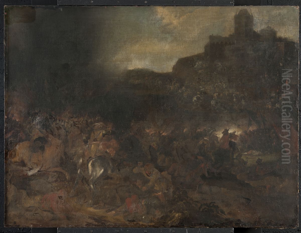 Landskap med lappar Oil Painting by Pehr Hillestrom