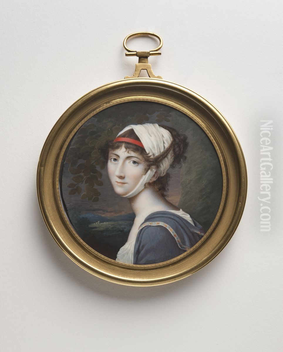 Marie-Victoire Jaquotot, miniatyrist Oil Painting by Charles Etienne Leguay