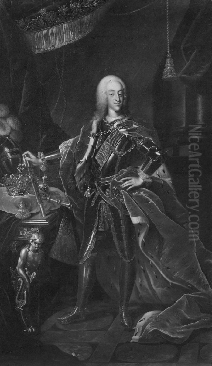 Kristian VI, 1699-1746, kung av Danmark och Norge Oil Painting by Johann Salomon Wahl