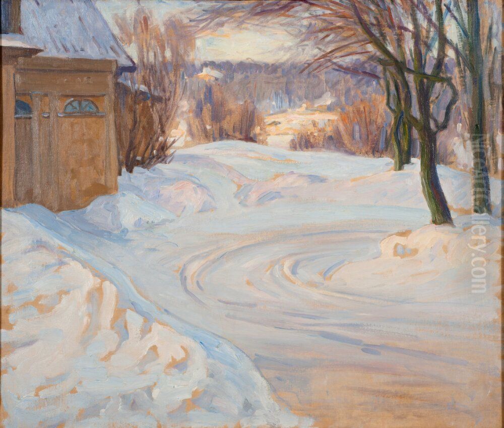 The Lane. Winter Scene Oil Painting by Prince Eugen, Duke of Narke