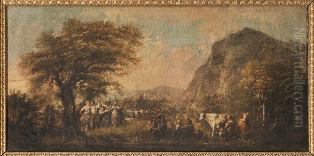 Dans kring majstangen Oil Painting by Elias Martin