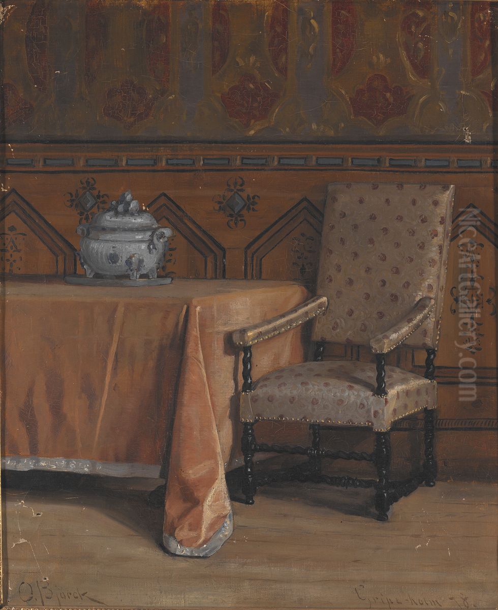 Gripsholms slott, konseljsalen Oil Painting by Oscar Bjorck