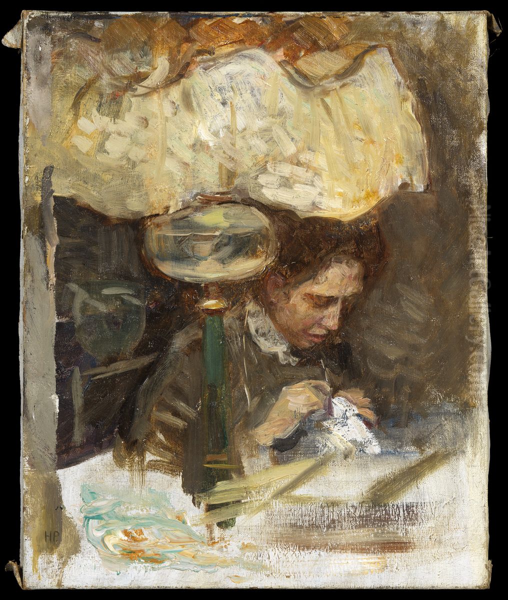 Study for Friends - Nanna Bendixson Oil Painting by Hanna Hirsch-Pauli