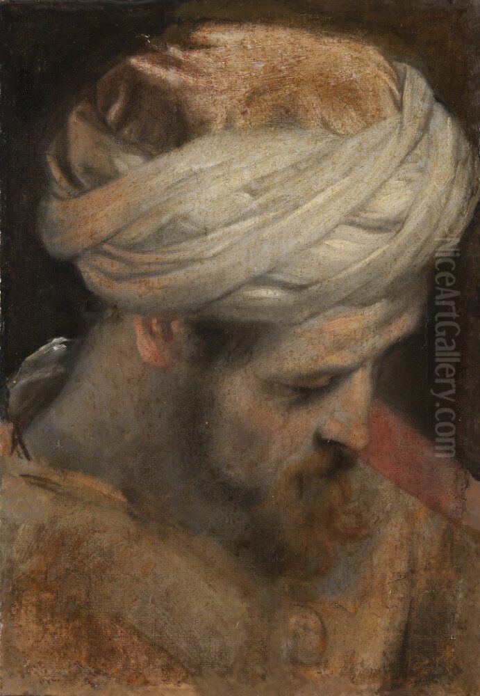 The Head of a Priest, study for The Circumcision Oil Painting by Federico Barocci