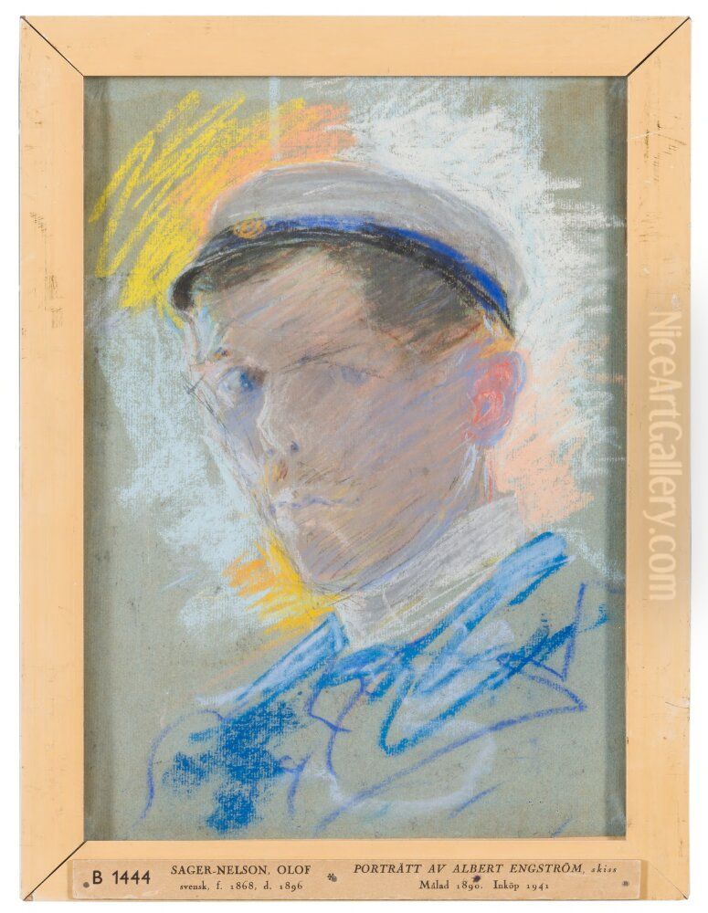 Albert Engstrom. Sketch Oil Painting by Olof Sager-Nelson