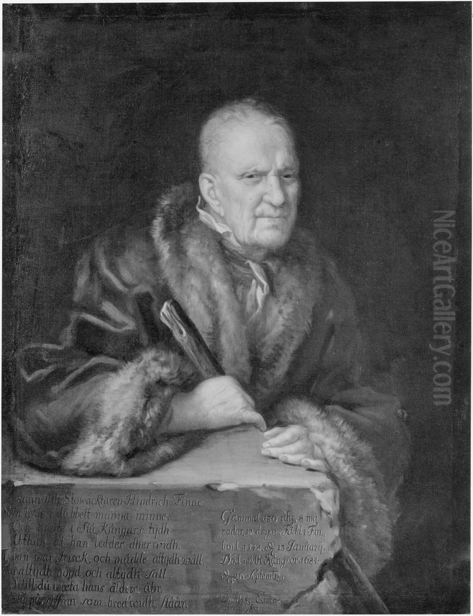 Henrik Finne, enligt paskrift fodd 1548 och dod 1684, stovaktare Oil Painting by David Klocker Ehrenstrahl