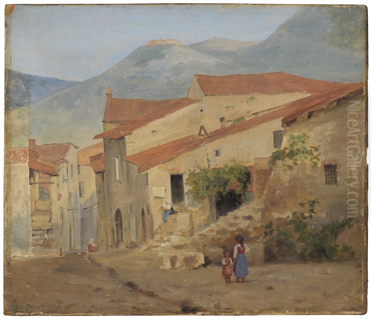 Bygata i Sabinerbergen Oil Painting by Jorgen Valentin Sonne