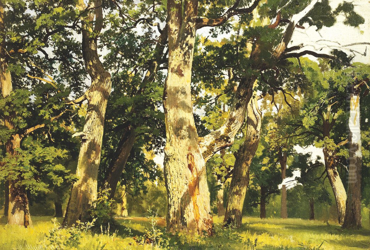 Oaks. Evening Oil Painting by Ivan Shishkin