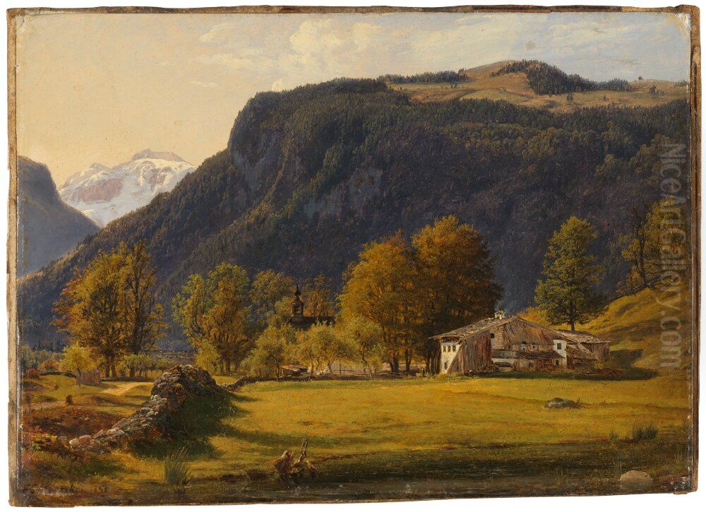 Tyrolean Landscape Oil Painting by F.C. Kiaerskou