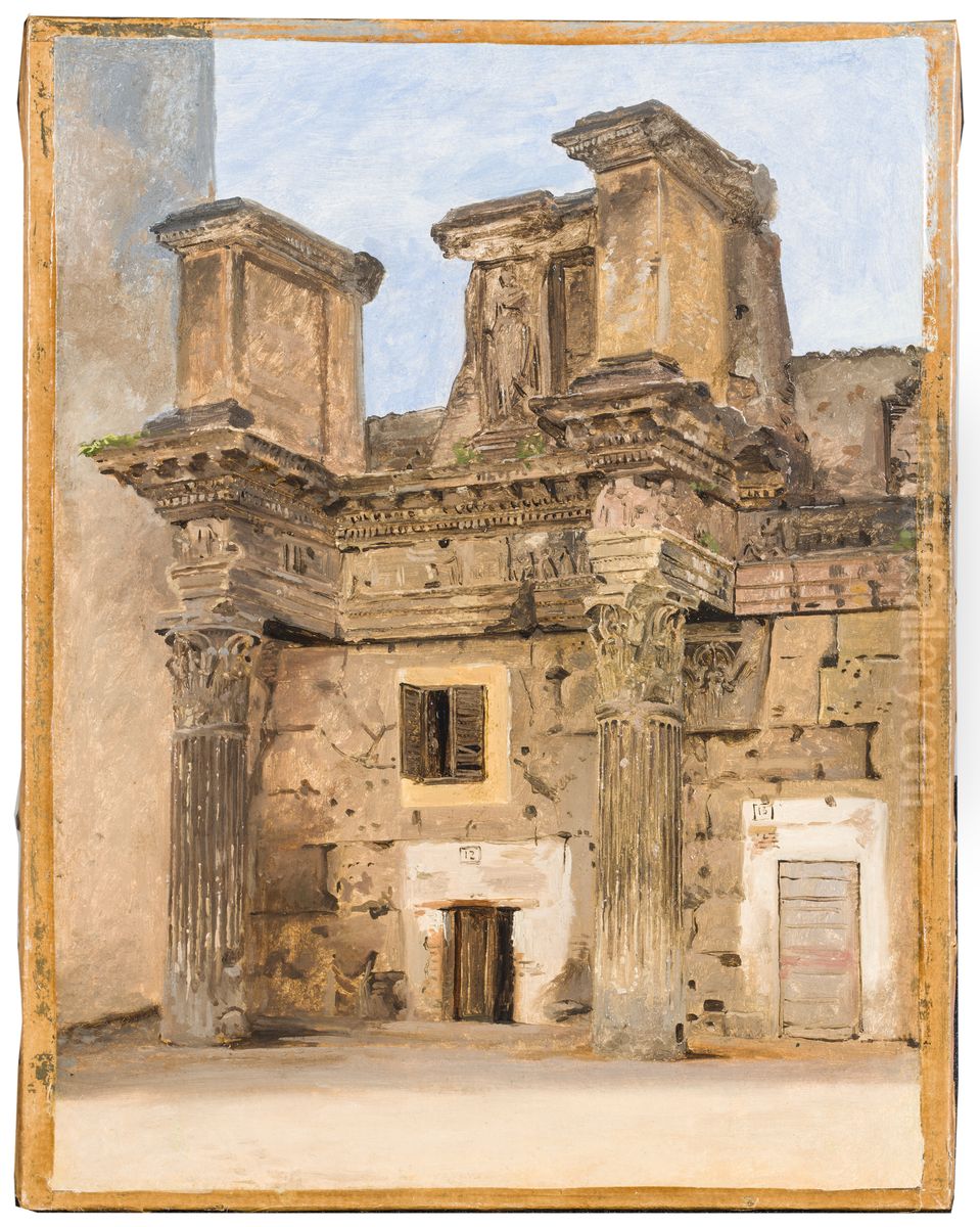 Minervatemplet pa Nervas Forum, Rom Oil Painting by Constantin Hansen