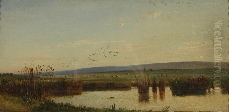 Marshland at Sunset Oil Painting by Ivan Shishkin