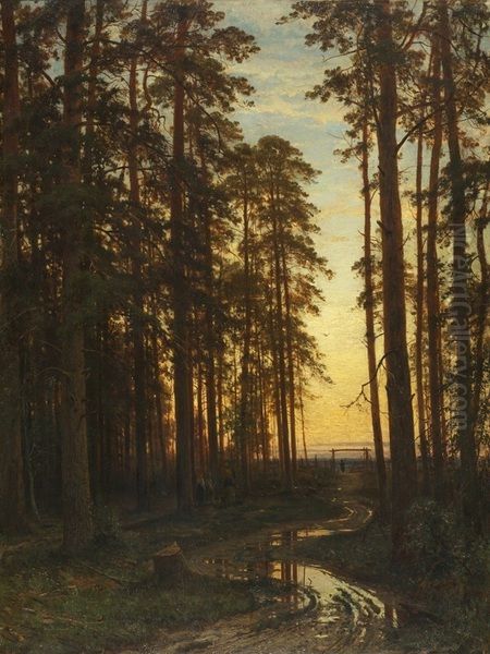 Evening in a Pine Forest (Pine Forest) Oil Painting by Ivan Shishkin