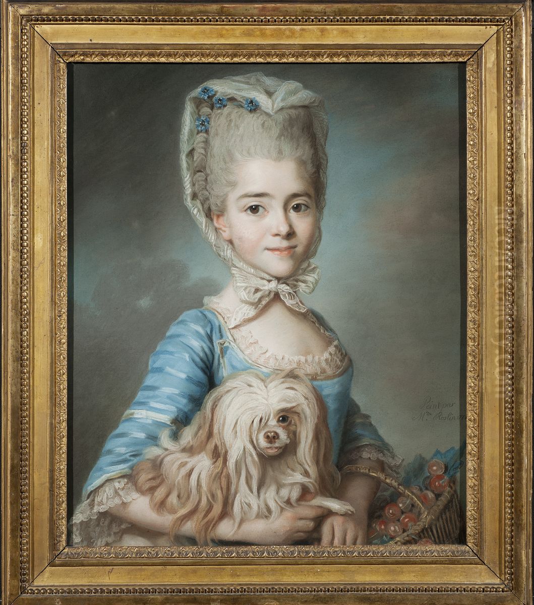 Augustine-Suzanne Roslin (1760-1831), g.m. Louis Suzanne Claire Carteron de Barmont, konstnarens  dotter Oil Painting by Marie-Suzanne Giroust