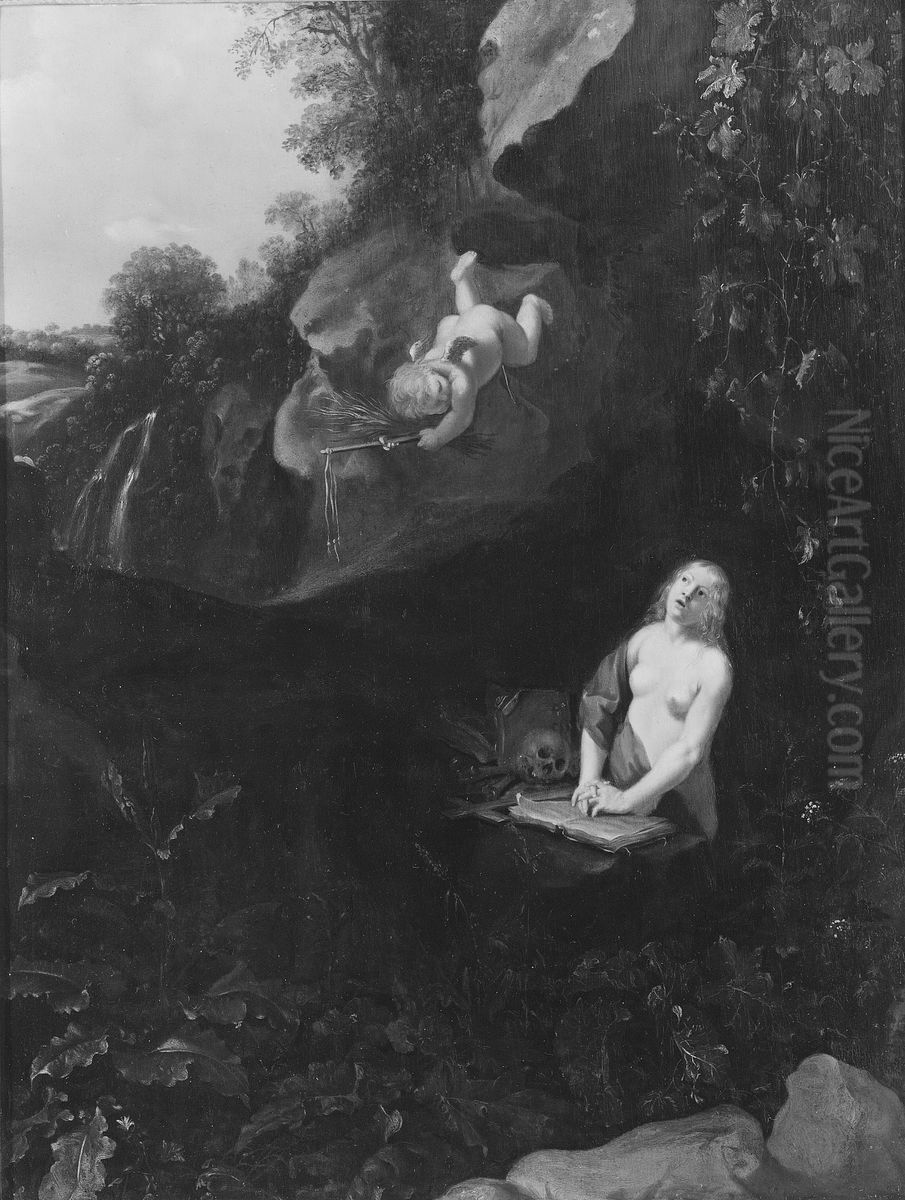 Den botfardiga Magdalena Oil Painting by Cornelius van Poelenburgh