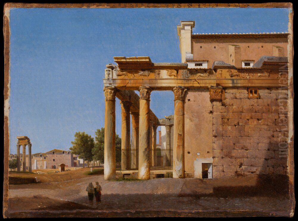 The Temple of Antoninus and Faustina - San Lorenzo in Miranda, Rome Oil Painting by Lancelot Theodore Turpin De Crisse