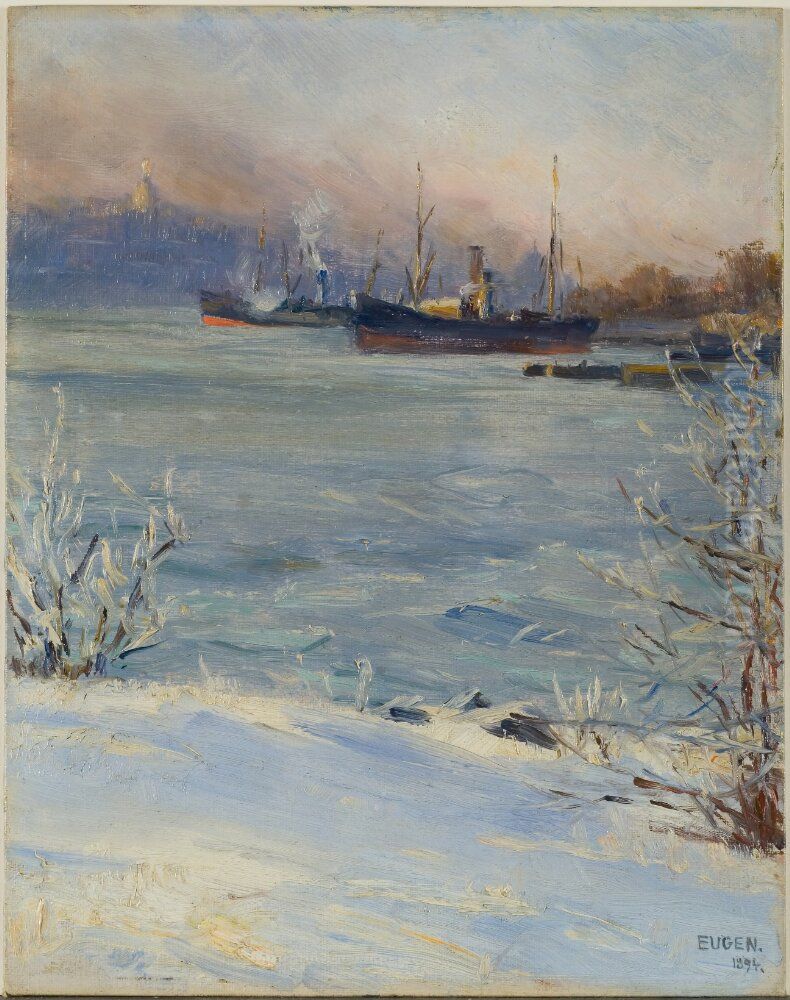 Angbatar vid Beckholmen, Stockholm Oil Painting by Prince Eugen, Duke of Narke