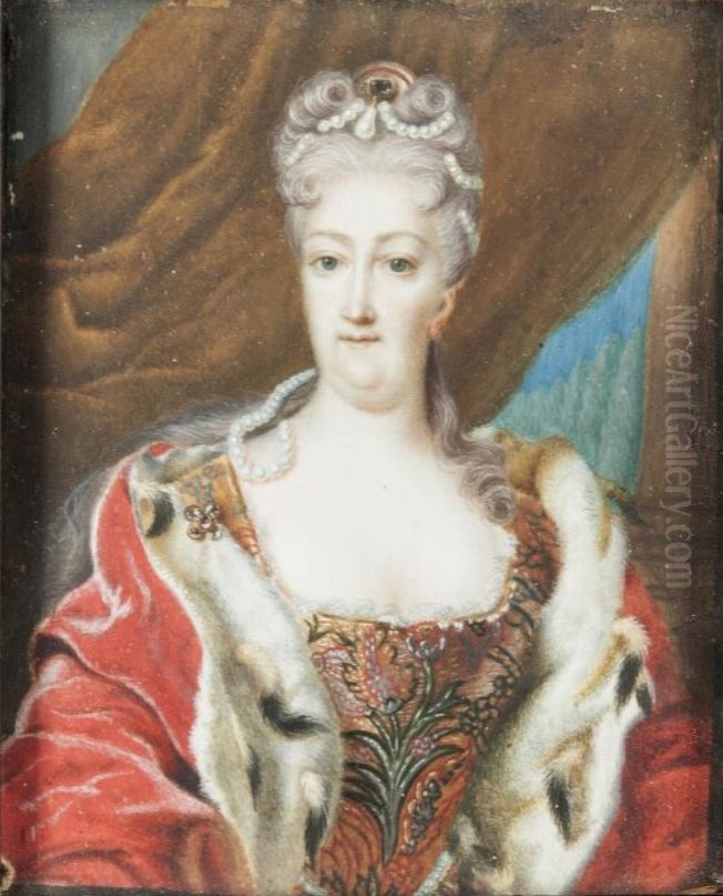 Kristina Eberhardina (1671-1727), princess of Brandenburg Bayreuth, kurfurstinna of Saxony, queen of Poland, married to Fredrik August I of Saxony, king of Poland Oil Painting by Louis de Silvestre