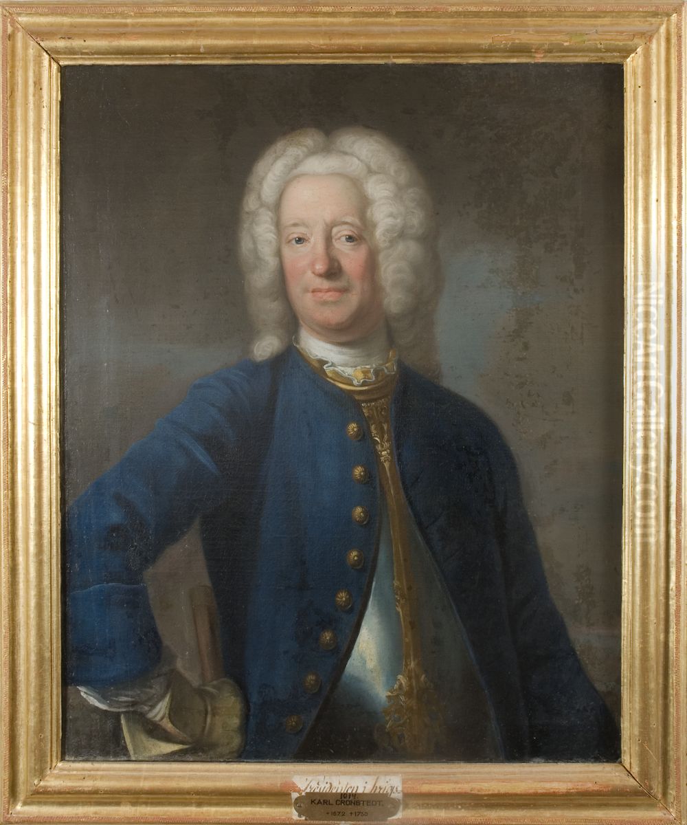 Karl Cronstedt, 1672-1750 Oil Painting by Johan Henrik Scheffel