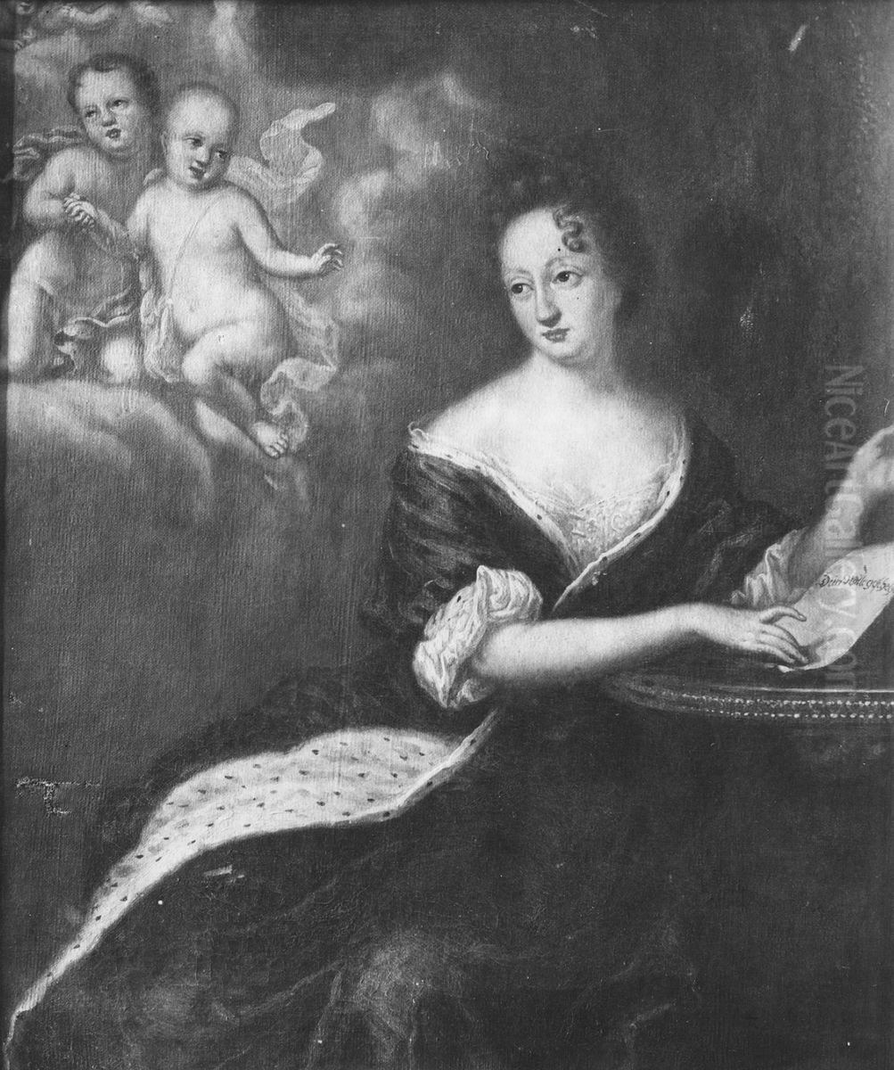 Ulrika Eleonora the Elder (1656-1693), Princess of Denmark, Queen of Sweden, and her four deceased sons Oil Painting by David Kock