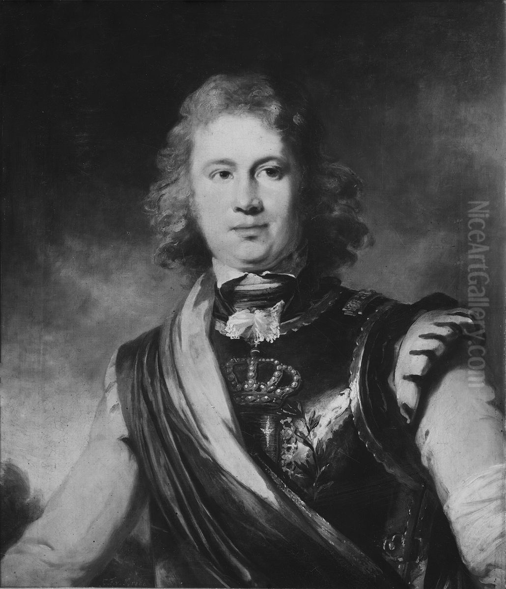Jacob Gustaf De la Gardie, 1768-1842, greve, general, lantmarskalk, gift med grevinnan Kristina Amalia Hedvig Adelaide Sparre af Sofdeborg Oil Painting by Carl Frederik von Breda