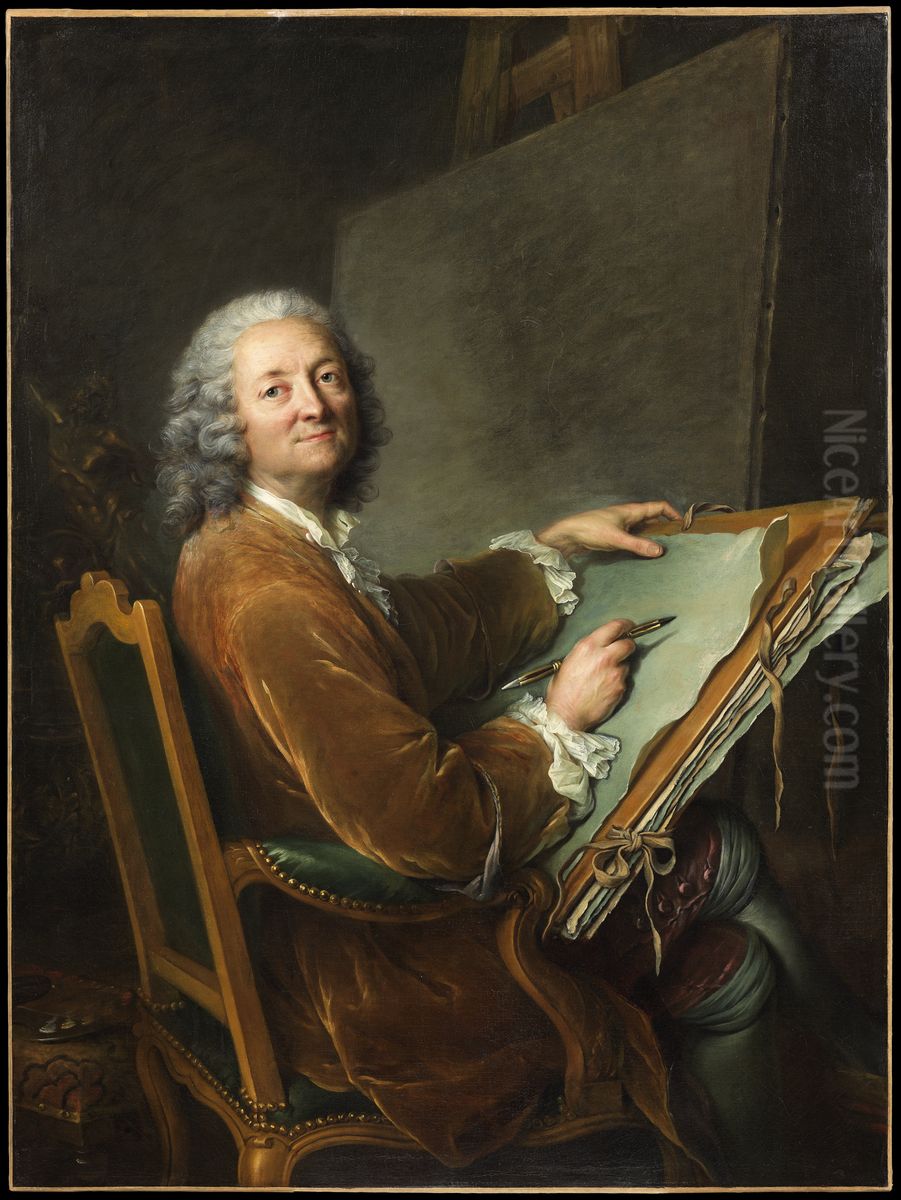 Portratt av konstnarens fader Hubert Drouais (1699-1767) Oil Painting by Francois-Hubert Drouais