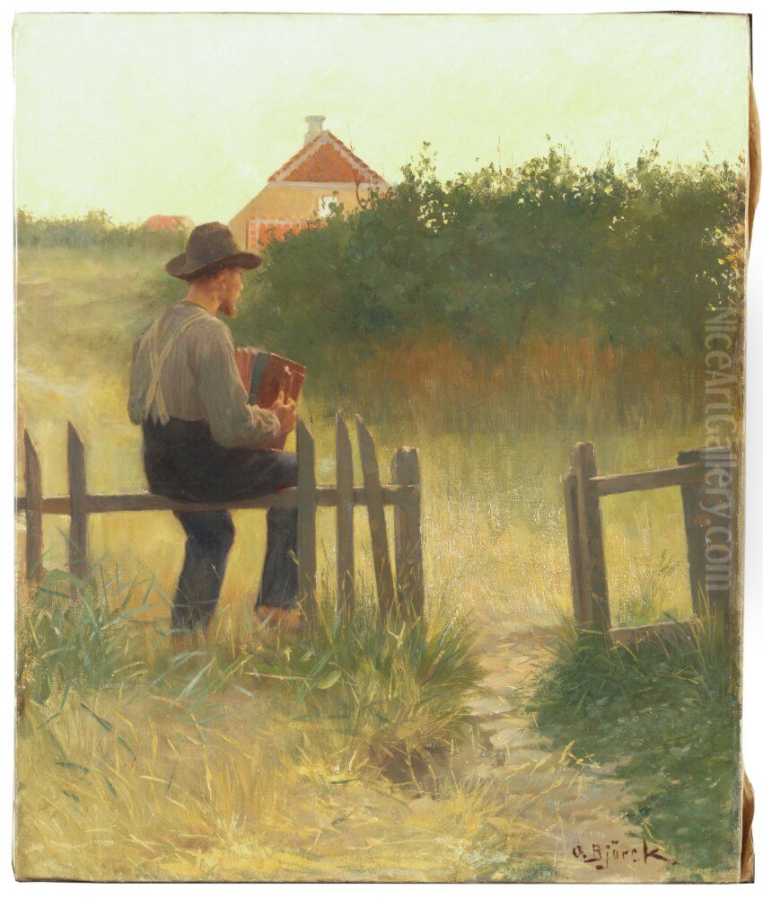 Summer Evening, Skagen Oil Painting by Oscar Bjorck