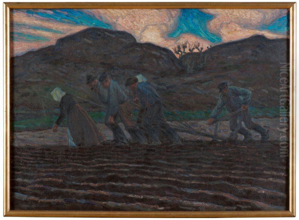 Farmwork on the Seaward Skerries I Oil Painting by Axel Sjoberg